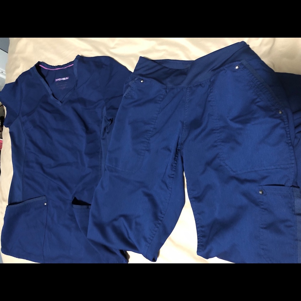 Healing Hands Yoga Scrubs, Navy, XS, pants & top